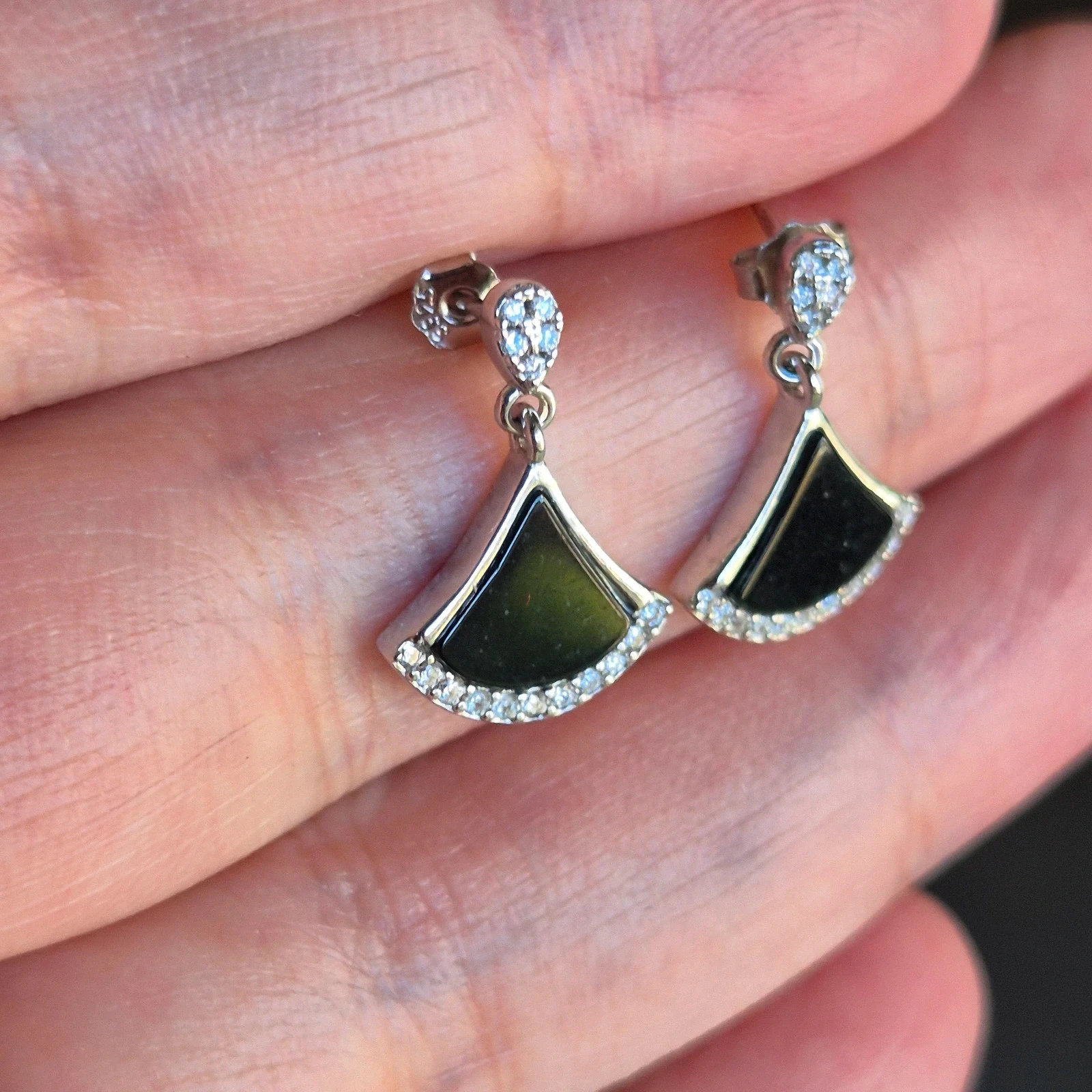 #Natuurlijke onbehandelde type A jadeïet jade S925 zilveren oorbellen – photo 2